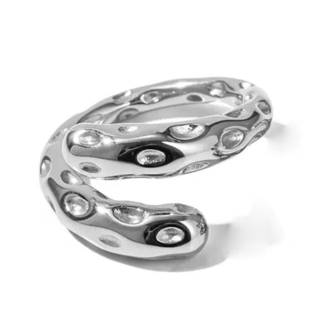 Stainless Steel Hammered Contour Ring